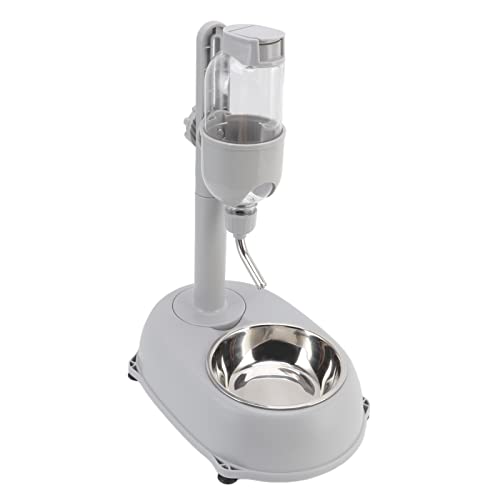 Pet Standing Water Dispenser Feeder Bowl, 500ml Adjustable Height No Drip Water Bottle with Detachable Bowl for Cats Dogs