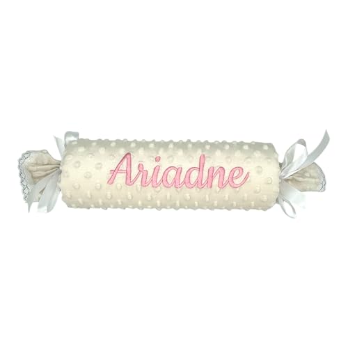 variouss Cojin Antivuelco Personalizado para bebé Recien Nacido, Personalizado con su Nombre Bordado. (Beige)