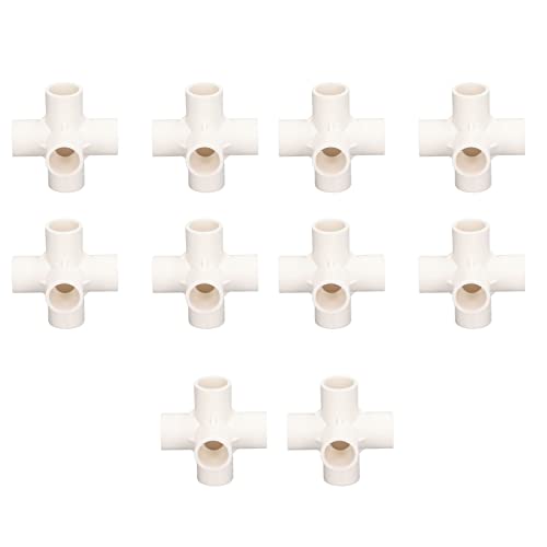 Candeon 10 piezas de tubería de PVC de 20 mm, 5 vías, ángulo recto, conector de tubería de codo tridimensional para muebles (Blanca)