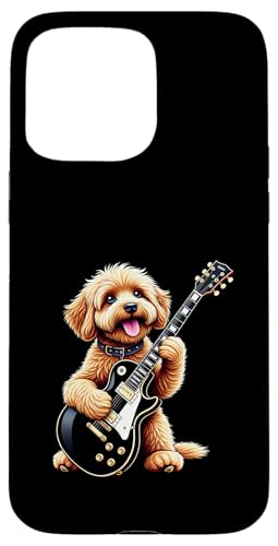 エレキギターを弾く面白いCavapoo Dog Music Lovers スマホケース iPhone 15 Pro Max 用