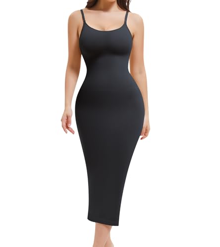 Image of Shapewear Slip Dress for Women, Full Slip Under Dress Tummy Control Body Shaper Long Cami Dress Slimming