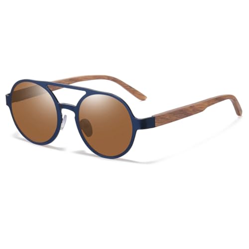 Lunettes de soleil rondes de luxe avec monture métallique raffinée et finition haut de gamme