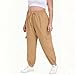 Womens Plus Size Cargo Sweatpants Casual Oversized Athletic Joggers Fashion Outfits Y2k High Waist Pants with Pockets Khaki