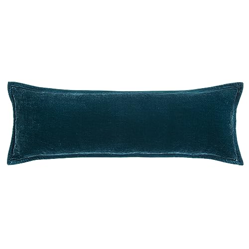 Image of HiEnd Accents Stella Faux Silk Velvet Teal Long Lumbar Pillow