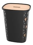 EDA - Baule per pellet Jura Montania XL con ruote 70 L - per 45 kg di pellets - nero, 010482 NO, 49,6 x 37,9 x 66,4 cm