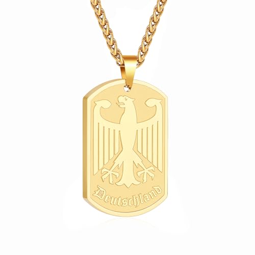 Halora Deutschland Kette Adler Herren, Halskette Herren Gold Edelstahl Bundesadler Herrenkette Männer Geschenke Halora Deutschland Kette Adler Herren, Halskette Herren Gold Edelstahl Bundesadler Herrenkette Männer Geschenke