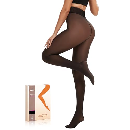 Image of Arkim Fleece Lined Tights S /M /L,Crotch 1 Seam Line | True Translucent Thermal Tights Winter Leggings Pantyhose Sheer Tights