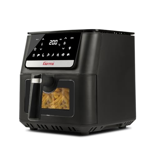 Girmi FG84 Friggitrice ad Aria Ecofrit Crisp, 6,5 Litri, 1700W, Display digitale, 8 programmi, Partenza Ritardata, Vassoio Rialzabile, Timer, Temperatura regolabile, BPA/PFOA Safe, Ricettario incluso