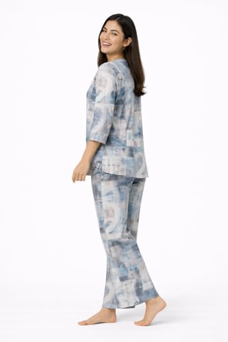 Image of Duchess Women's Viscose Cotton Rayon Printed Night Suit Top and Pajama Set