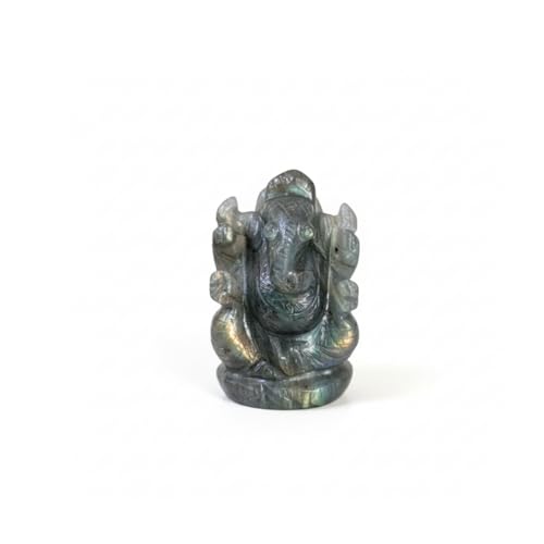 Image of Soulwise Labradorite Ganesha Vighnaharta Statue 2 inch - Obstacle Remover Protection & Manifestation Crystal Manifest Success & Remove Blockages.