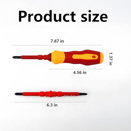 Image of Insulated Screwdriver Set for Electricians - Ergonomic Handle, Magnetized Tips, Durable for Electrical Work, Receptacle & Outlet Screwdriver, Multi-Tool (8 in1)