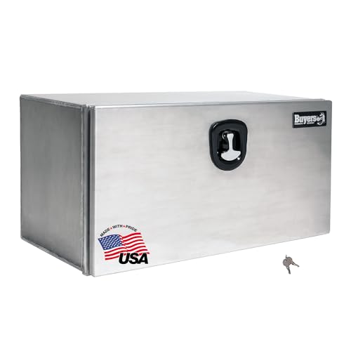 Image of Buyers Products 1706420 Pro Series Underbody Truck Box With 3-Point Compression Latch, Smooth Silver Aluminum, Made in the USA, 18 x 24 x 36 Inches, Truck Tool Box For Storage & Organization