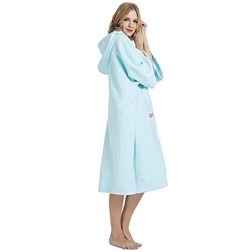 Changing Robe Towel Poncho with Hood for Beach, Swimming, Surfing One Size Fit All - Thumbnail 4