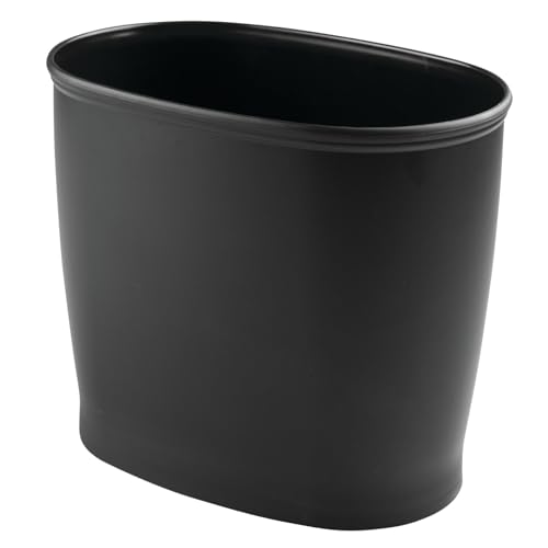 Poubelle ovale en plastique mDesign 8,5L noir pour tri des déchets