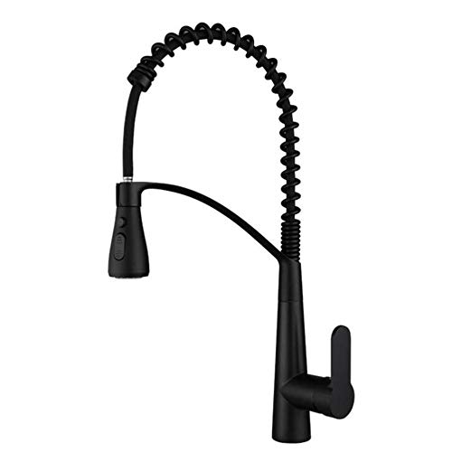 Robinet cuisine douchette ressort orientable jet double fonction noir mat