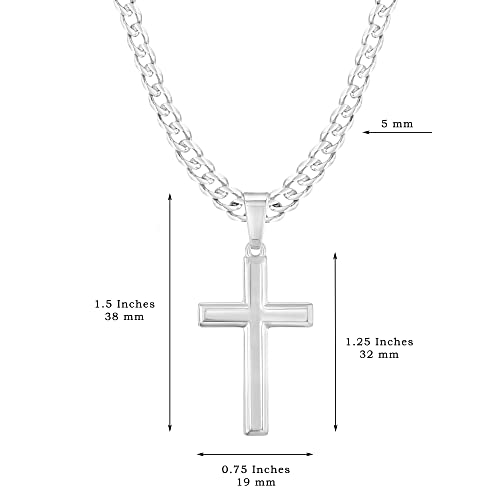 Mens Sterling Silver Cross Necklace with Curb Chain and Meaningful Keepsake Card - Ready To Give Gift In Box3