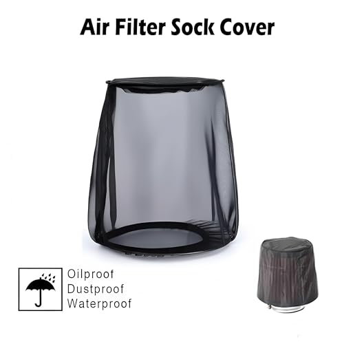 Image of Air Filter Cover for Car Cold Air Intake Filter Cover Wrap Dustproof, Air Intake Filter Sock Cover for Harley Touring, Universal for High Flow Air Intake Filters (S)