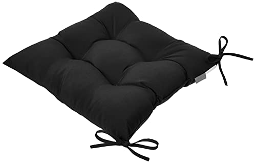 Pillow Perfect Fresco Solid Indoor/Outdoor Wicker Patio Seat Cushion Reversible, Weather And Fade Resistant, Square Corner - 18.5" X 19", Black, 2 Count #TOP1