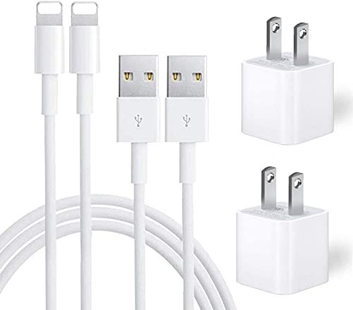iPhone Charger, iPhone Charger MFi Certified Lightning Cable to USB Fast Charging Data Sync Transfer Cable with 2Pack USB Wall Charger Travel Plug Compatible iPhone 12 11 11 Pro Xs XR X 8 8Plus More