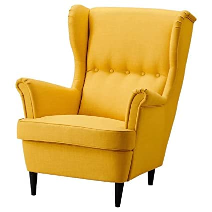 Image of Wing Chair for Living Room Bedroom High Back Arm Chair Cushioned Lounge Chair Single Seater Sofa |Luxury Rest Chair Arm Chair (Yellow1)