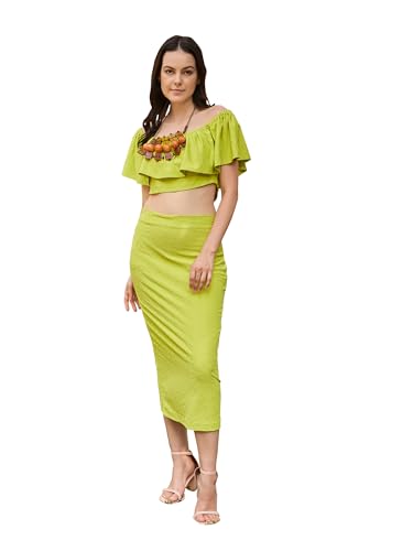 Image of PURVAJA Women's Polyester Blend Solid Co-Ord Set