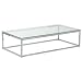 Eurø Style Sandor Clear Glass Top Coffee Table, Chromed Steel Base