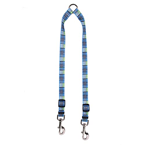Yellow Dog Design Tartan Blue Coupler Dog Leash-Size Small-3/8 inch Wide and 9 to 12 inches Long