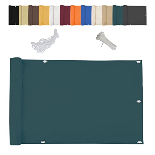 Toldo de balcón con ojales y cuerdas, protección UV para jardín, piscina, patio, 100 x 100 cm, color verde oscuro
