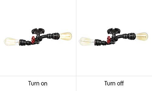 OZBMA Industry Ceiling Lamp 2 Light,Ceiling Illumination for Loft Dining Room Bedroom Cafe,Vintage Retro Edison Ceiling Lighting with Red Valve Deco,Water Pipe Steampunk Ceiling Lights - steampunk buy now online