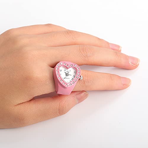 jewelrywe men women finger watch round analog easy read quartz finger rings watches adjustable size