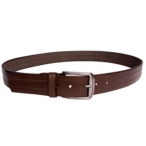Cinto Masculino Casual em Couro 40mm Marrom com Dupla Costura no Centro 115