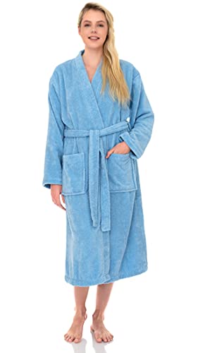 Towelselections Women's Robe Cotton Terry Cloth Kimono Soft Bathrobe Small/Medium Blue Bell #TOP2