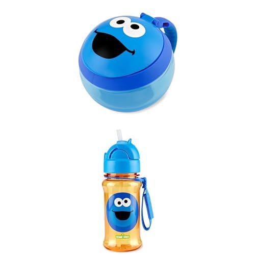 Skip Hop x Sesame Street Cookie Monster Toddler Snack Cup + 12oz Toddler Sippy Cup with Straw