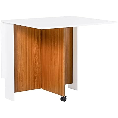 HOMCOM Drop Leaf Folding Dining Table with Casters Cover
