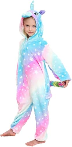 Riverchan Kids Unicorn Onesie Animal One Piece Pajamas Halloween Costumes (5T Galaxy Starry)