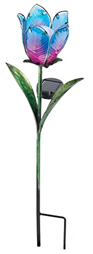 Regal Art & Gift 10558 Solar Tulip Stake, Blue/Pink