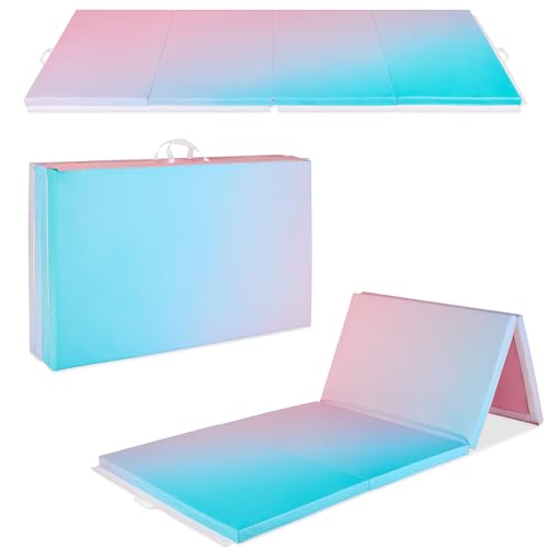 Image of Best Choice Products 10ftx4ftx2in Folding Gym Mat 4-Panel Exercise Gymnastics Aerobics Workout Fitness Floor Mats w /Carrying Handles