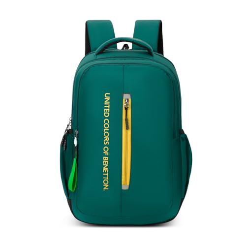 Image of United Colors of Benetton Unisex High-School Backpack RUNWAY | 3-Compartment Slim Design with Branded Print | Backpack for School Girls and Boys | 25L Capacity