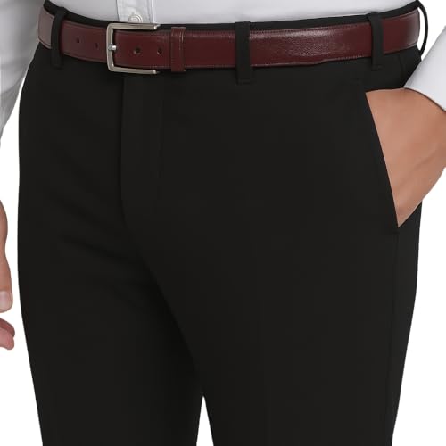 Image of Men's Stretchable Formal Trousers | Regular Fit Mid Rise Office Wear Pants | Elasticated Waistband 2 Inch Stretch | 4 Pocket Pant