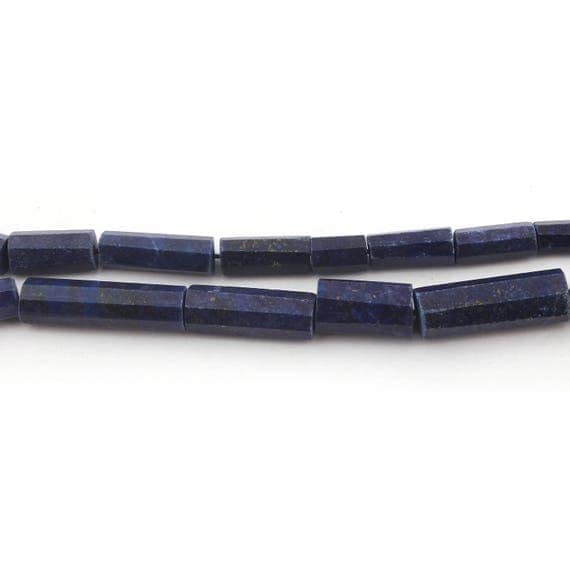 Perles lapis lazuli tube facetté pour création de bijoux de 13 pouces