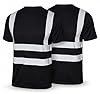 NIYS Pack of 2 Hi Vis Safety T-Shirt for Men – High Visibility Short Sleeve Work Shirt with Reflective Tape – Lightweight, Breathable Workwear – Yellow/Orange/Navy, S-3XL (Black, 3XL) #1