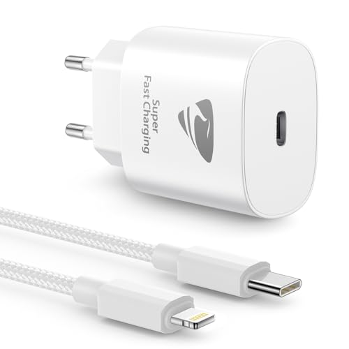 Aioneus Carregador USB C 25 W carregador iPhone carregamento rápido, PD 3.0 USBC tomada de parede adaptador tipo C cabeça corrente com 2M cabo para iPhone 16 15 14 13 111 Pro MAX XR XS 8 7, iPad,