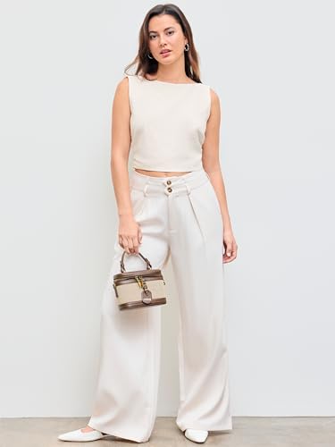 CIDER Shirts for Women Linen Blend Boat Neck Knotted Backless Sleeveless Summer Crop Tank Top Blouse3