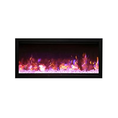 Amantii Symmetry Extra Tall Built-In Electric Fireplace with Black Steel Surround and ICE Media (SYM-42-XT-Fi-109-Diamond), 42-Inches