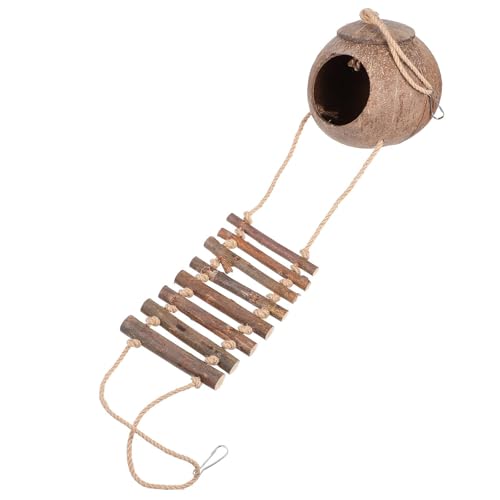 ibasenice Abri pour Reptiles en Coque Naturelle de Noix, Grotte Cachette avec Échelle, Décoration de Terrarium pour Lézards et Geckos, Refuge Chaleureux et Sécurisé, Accessoire Habitat