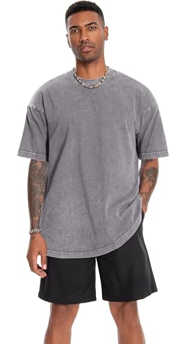 Image of Oversized Tshirts for Men Short Sleeve Vintage Washed Basic Loose Tees 2026
