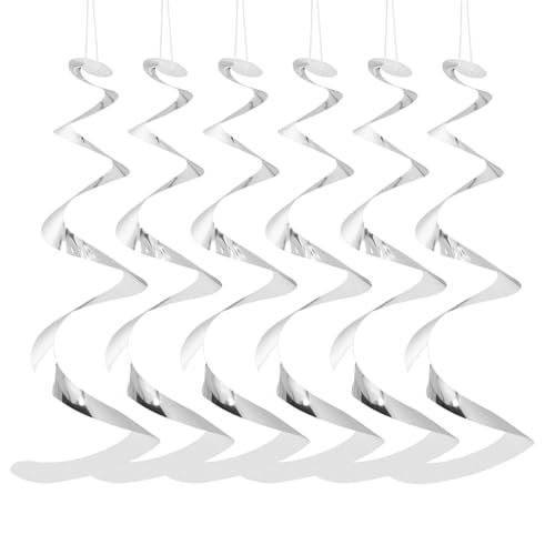 3pcs Set Reflektierende Windspirale Silber, Windräder Vogelschreck Vogelabwehr Balkon Hängend, Taubenabwehr Windspiel Spiral 54cm Geeignet für Gärten Balkone Häuser Obstgärten