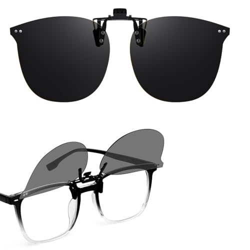 Trysee Polarized Flip Up Clip on Sunglasses Over Prescription Glasses for Men Women Polarized Anti Glare