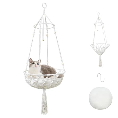 Cat Hammock Cat Window Perch Bohemian-Style Hanging Basket Swing Soft Pet Bed Cushion Comfortable Window Kitty Bed Perfect for Cats to Sunbathe Take Naps and Gaze Into the Distance 30*90CM
