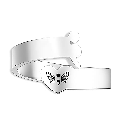 Semikolon-Ring, Halikolon-Schmuck, handgestempelt, Halikolon-Anhänger, Charms, Schmuck, Kriegerring für sie Cover